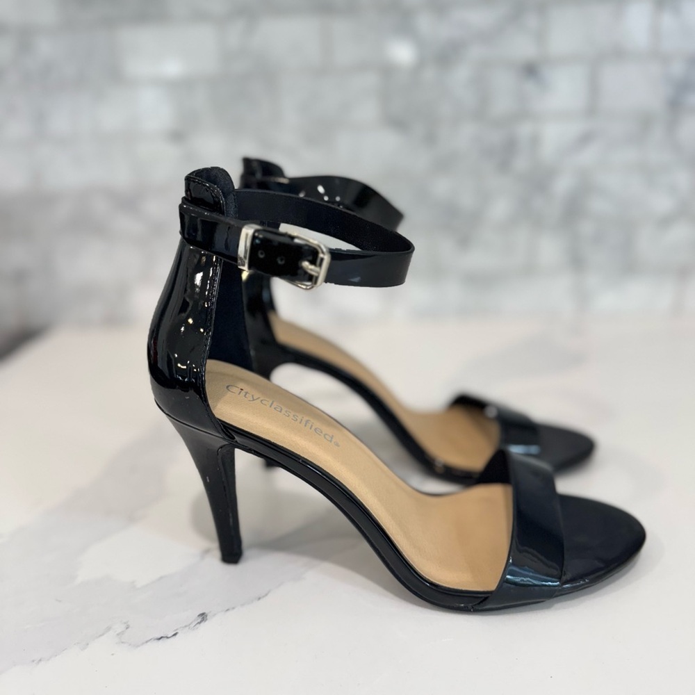 Women’s Classic Black Patent Ankle-Strap Heels